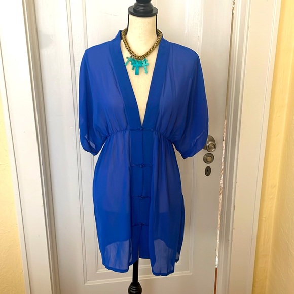 NWT Adome Brilliant Blue Sheer‎ Beach Coverup one size - Picture 2 of 6